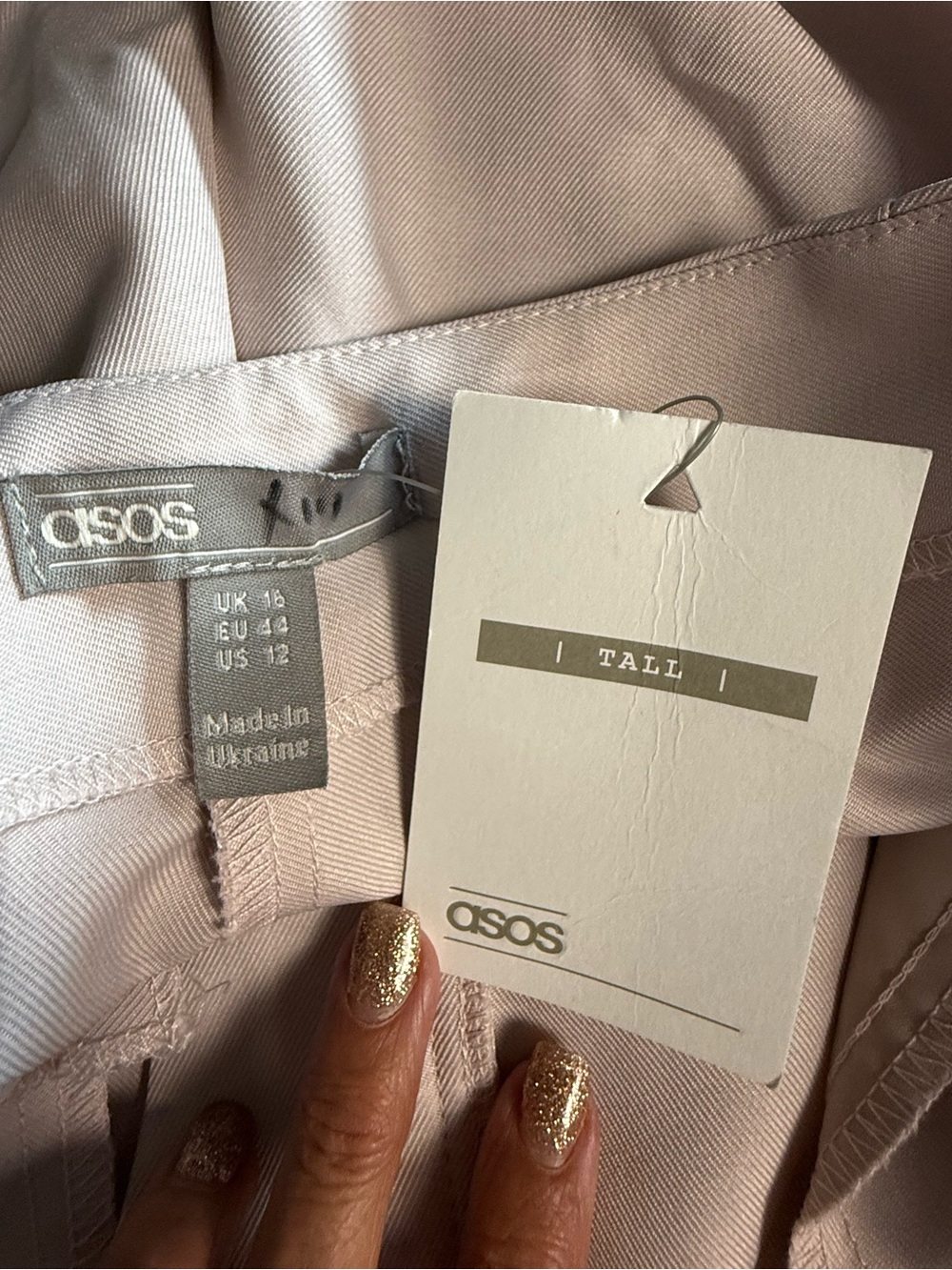ASOS high-waisted paperbag waist wide-leg trouser cream Size 12 NWT - Picture 6 of 9